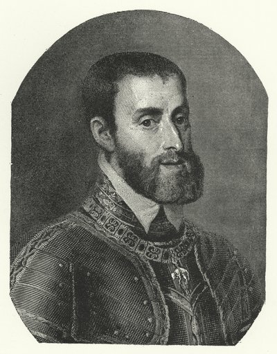 Charles V, Kutsal Roma İmparatoru (gravür) by Titian (c.1488 1576) (after)