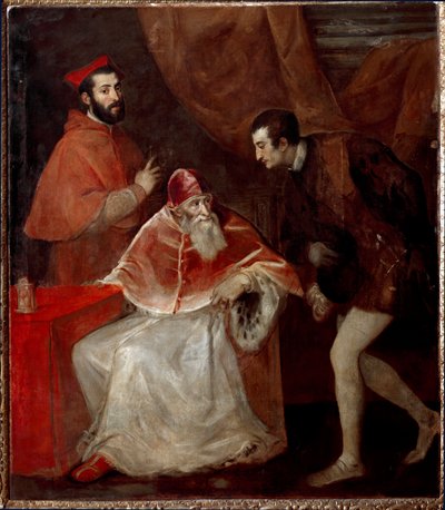 Papa III. Paul ve Torunları (Alessandro ve Ottavio Farnese) by Tiziano Vecelli