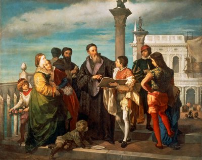 Titian (1488-1576) ve genç Veronese (1528-88) Arasındaki Buluşma Ponte della Paglia