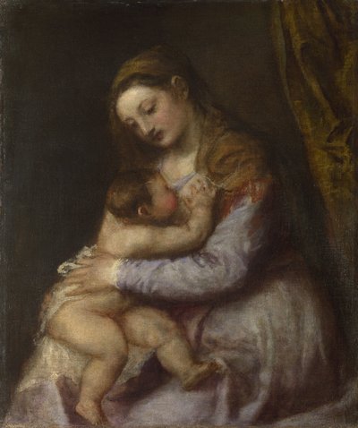 Bakire ve Çocuk, c.1570-76 (tuval üzerine yağlı boya) by Tiziano Vecelli