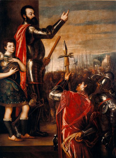 Alfonso de Avalos'un (1502-1546), condottiero (condottiere) Tiziano Vecellio'nun İtalyan Resminin konuşması Titian (c.1490 -1576) 1540-1541 Dim.223x165 cm Madrid, Prado Müzesi by Tiziano Vecelli