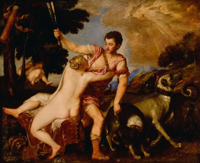 Venüs ve Adonis, c.1555-60 (tuval üzerine yağlı boya) by Tiziano Vecelli
