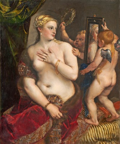 Aynalı Venüs, c. 1555 (tuval üzerine yağlı boya) by Tiziano Vecelli