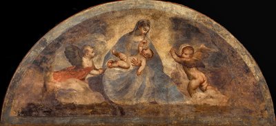 İki melekli Madonna ve Çocuk, c. 1519. by Titian