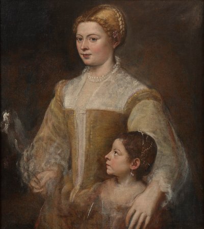 Bir Hanımefendi ve Kızının Portresi, c. 1550. by Titian