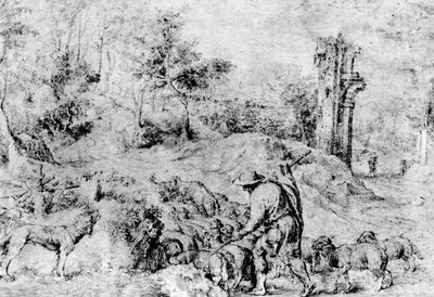 Çoban ve Sürü ile Manzara, c1520, 1937 by Tiziano Vecelli