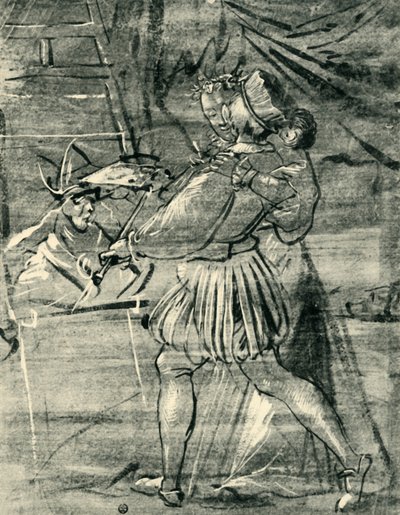Bir şövale önünde genç bir kadınla sanatçı, 1580, 1943. by Tobias Stimmer