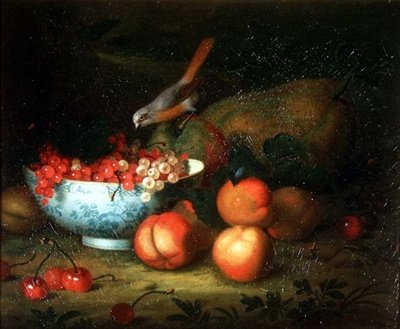 Bir Finch ile meyve natürmort by Tobias Stranover