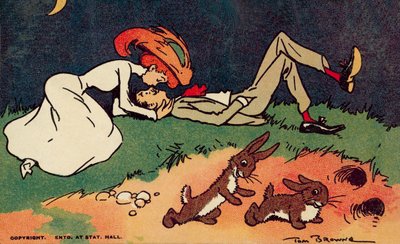 Öpüşen çift (renkli lito) by Tom Browne