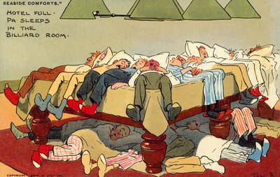 Hotel Full, Pa bilardo salonunda uyur (chromolitho) by Tom Browne