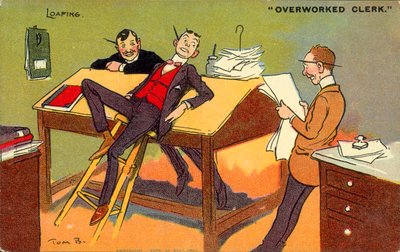 Aylak, Çok Çalışan Memur (renkli taş baskı) by Tom Browne