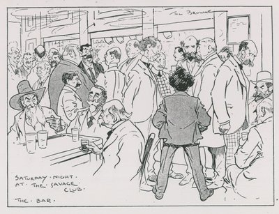 Savage Club barda cumartesi gecesi (gravür) by Tom Browne