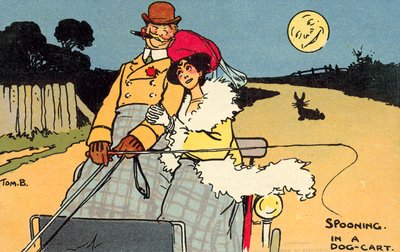 Köpek Arabasında Kaşıklama (chromolitho) by Tom Browne