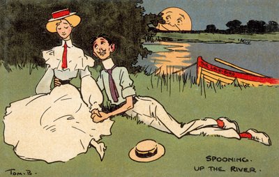 Nehri yukarı doğru kaşıklamak (chromolitho) by Tom Browne