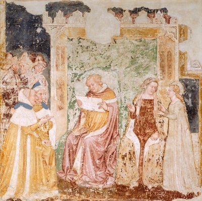 Brittany Kralı Elçiliği, Aziz Ursula Öykülerinden detay, Tommaso da Modena (1326-1379), fresk, detay, Santa Caterina Kilisesi, Treviso by Tomaso da (late 15th century) Modena