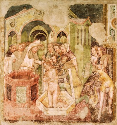 Aziz Ursula Efsanesi: İngiltere Prensi Vaftizi, Tommaso da Modena (1326-1379), fresk, Santa Caterina Kilisesi, Treviso by Tomaso da (late 15th century) Modena