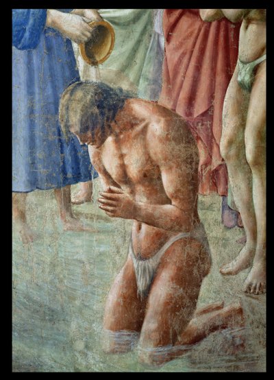 Aziz Peter Neofitleri Vaftiz Eder, neofitin detayı, c.1427 fresk ayrıca bkz. 63311 by Tommaso Masaccio