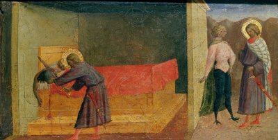 St. Julian the Hospitaller Annesini ve Babasını Öldürüyor by Tommaso Masolino da Panicale