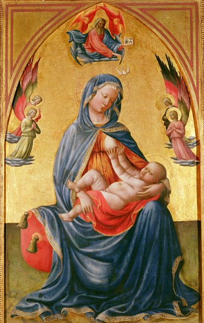 Tanrı Baba, Kutsal Ruh ve meleklerle Bakire ve Çocuk by Tommaso Masolino da Panicale