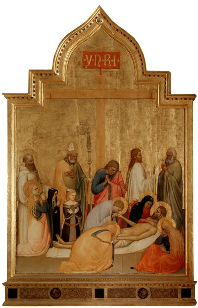 Aziz Remigius ve Aziz Benedict ile Pieta (ahşap üzerine tempera, c.1365) by Tommaso di Stefano Giottino