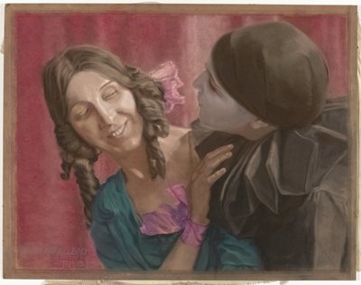 Dansçılar Lili Green (solda) ve Margaret Walker (sağda, pierrot olarak) Chopin'in La Valse müziğinin koreografisinde by Ton Blom