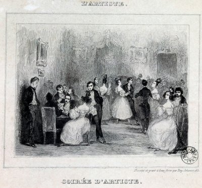 Bir sanatçının akşamı: bir burjuva akşamında top ve kart oyunları Antoine Johannot dit Tony Johannot (1803-1852) 1831 Paris, Bibliotheque de l