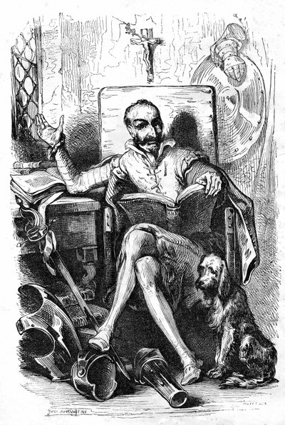 Don Kişot olarak Cervantes by Tony Johannot