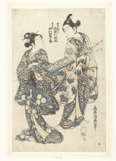 Abaküs ile iki aktör by Torii Kiyohiro