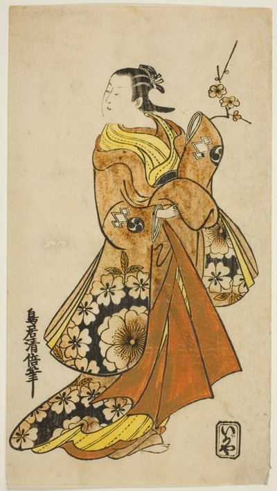 Aktör Nakamura Takesaburo I bir kadın rolünde by Torii Kiyomasu II