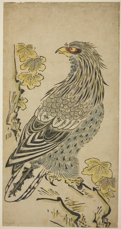 Kiri Ağacının Yanında Uçurumdaki Bir Şahin by Torii Kiyomasu I