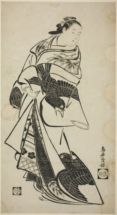Bir Kadının Ayakta Figürü by Torii Kiyomasu I