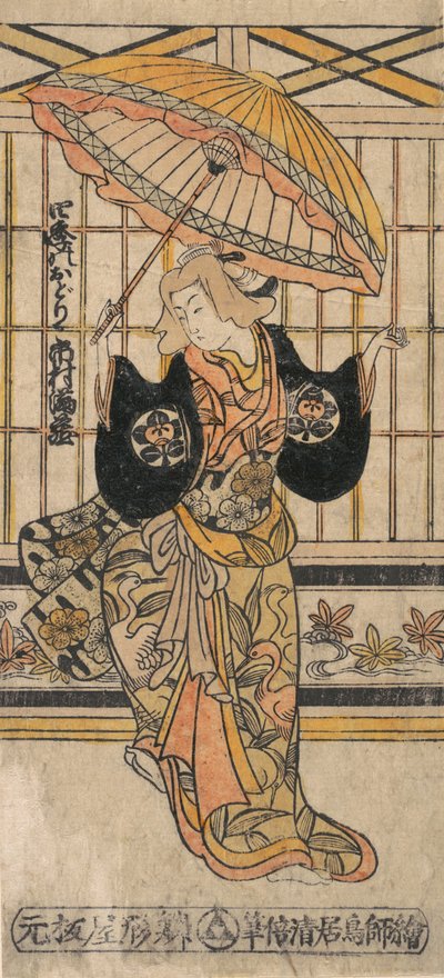 Aktör Ichimura Uzaemon VIII 1699-1762 Şemsiyeli Bir Kadın Olarak. by Torii Kiyomasu I