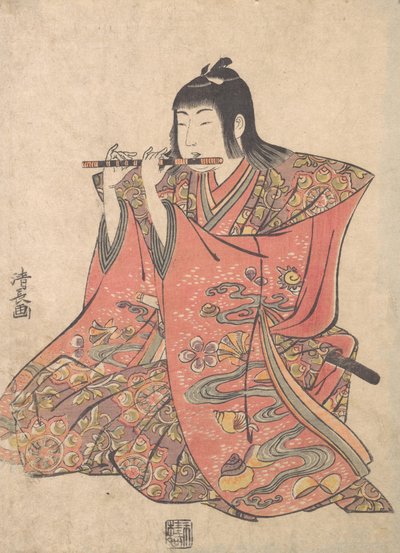 Flüt Çalan Bir Çocuğu Temsil Eden Bir Bebek, ca. 1780. by Torii Kiyonaga