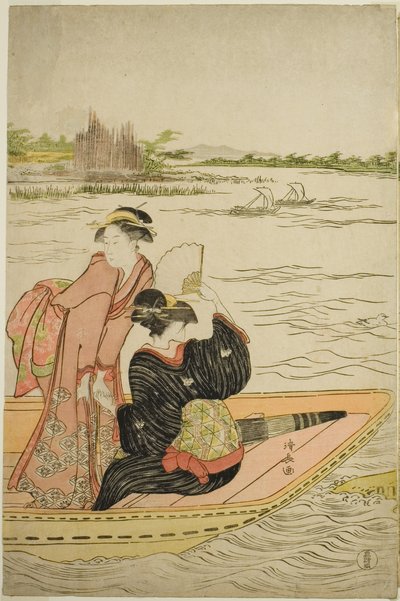 Sumida Nehri üzerinde bir Feribot by Torii Kiyonaga