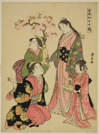 "Kadınsı Davranışların Aynası (Onna fuzoku masu kagami)" dizisinden Asil Bir Genç Hanım by Torii Kiyonaga