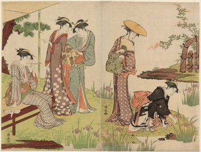 Bir İris Göleti tarafından by Torii Kiyonaga