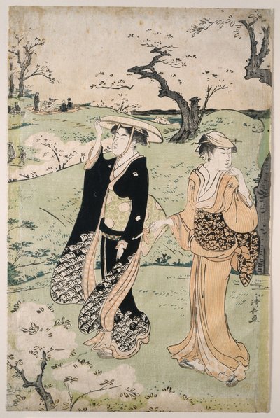 Asuka Dağı'nda kiraz çiçeği manzarası by Torii Kiyonaga