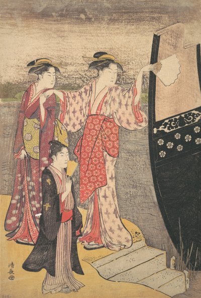 Sumida Nehri üzerinde bir Zevk Teknesinden Ayrılırken. by Torii Kiyonaga