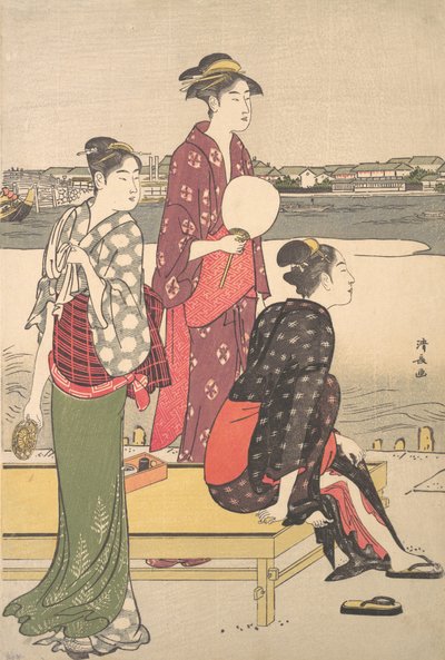Sumida Nehri kıyısında akşam. by Torii Kiyonaga