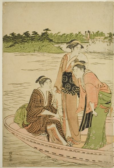 Rokugo Nehri üzerinde feribot by Torii Kiyonaga