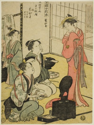 Kuaför Odası (Kamibeya), "Zevk Alanlarında On Çeşit Tütsü (Seiro jisshu ko)" serisinden by Torii Kiyonaga