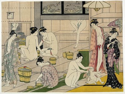 Hamam Kadınları - Çalışma Torii Kiyonaga (1752-1815), baskı (18 x 13,5 cm), yaklaşık 1790 - Özel Koleksiyon by Torii Kiyonaga