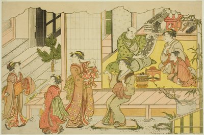 Depoyu Açmak (Kurabiraki), "Üçlü Şafağın Renkleri (Saishiki mitsu no asa)" resimli kitabından by Torii Kiyonaga