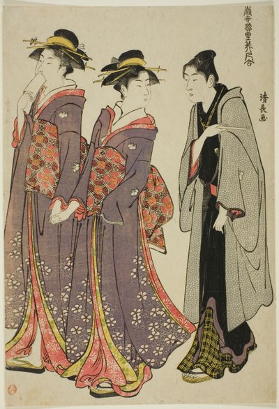 "Zevk Mahallelerinin Çağdaş Güzellikleri Koleksiyonu (Tosei yuri bijin awase)" serisinden Yürüyüşe Çıkmak by Torii Kiyonaga