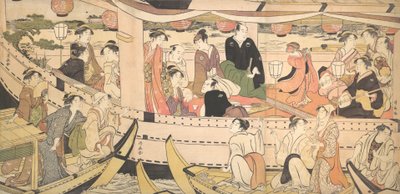 Sumida Nehri üzerinde Zevk Teknesi, yaklaşık. 1788-90. by Torii Kiyonaga