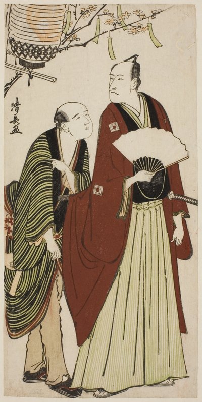 Aktör Ichikawa Danjuro V ve görevlisi, özel hayatta Aktörleri gösteren isimsiz bir dizi baskıdan by Torii Kiyonaga