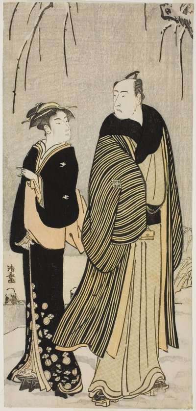 Aktör Matsumoto Koshiro IV ve bir geyşa, özel hayatta Aktörleri gösteren isimsiz bir dizi baskıdan by Torii Kiyonaga