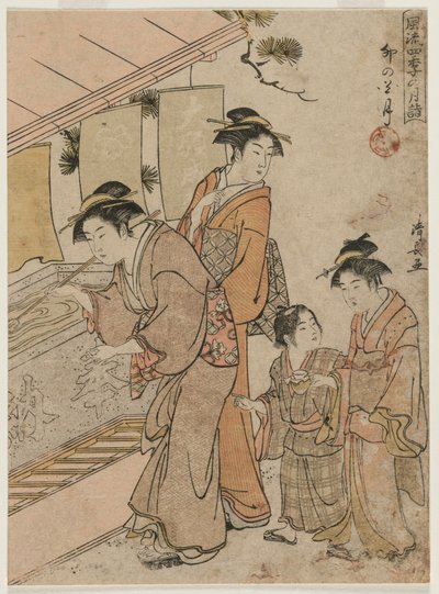 Dört Mevsimde Tapınaklara Aylık Modaya Uygun Ziyaretler serisinden Dördüncü Ay, 1784. by Torii Kiyonaga