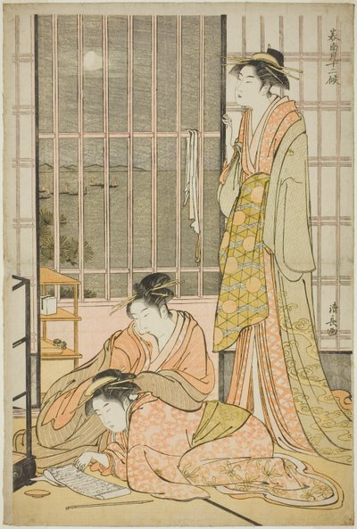 Dokuzuncu Ay, "Güneyde On İki Ay (Minami juni ko)" dizisinden by Torii Kiyonaga