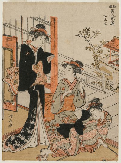 Japon Güzellerinin Kısa Bir Koleksiyonu, 1781 serisinden Üç Kadın. by Torii Kiyonaga